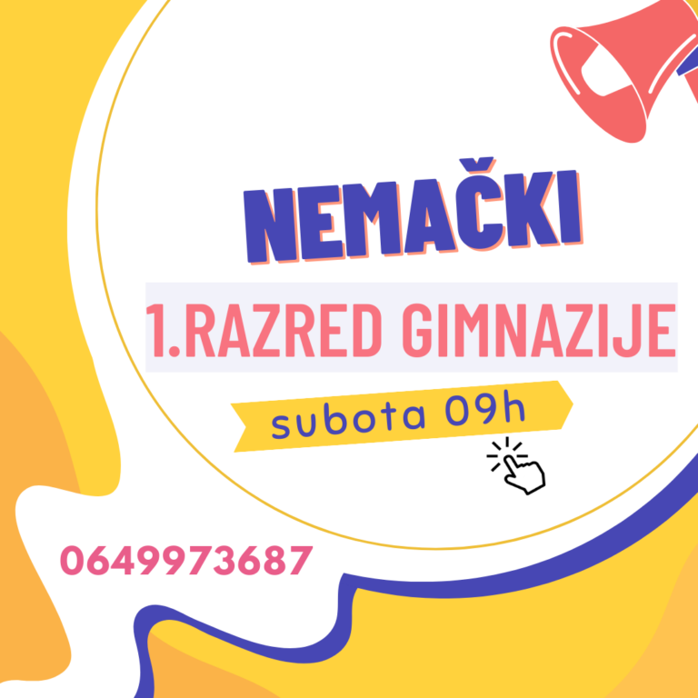 Nemački za 1. razred gimnazije – subota 09h